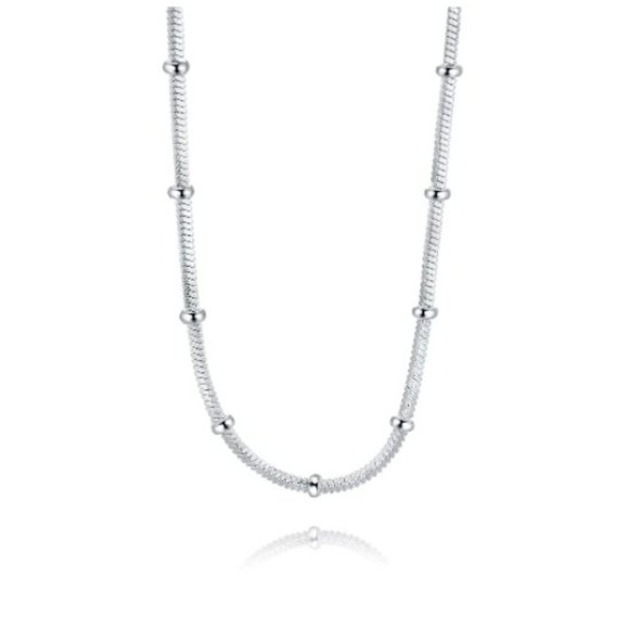 925 Sterling Silver Beaded Snakechain Necklace - Picture 2 of 3